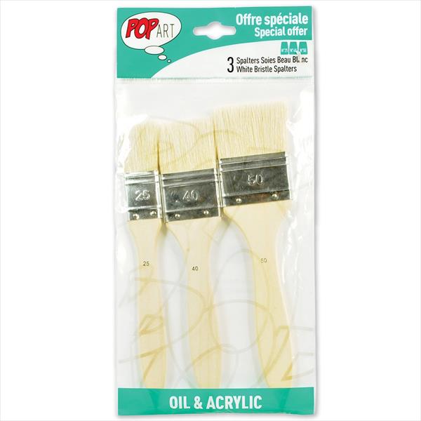 Pebeo pop art 3 white bristle spalters 25, 40, 50