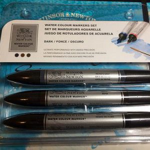 Winsor and Newton water colour markers dark set 3 pack