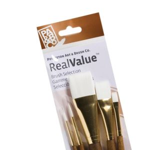 Princeton Real Value White Taklon Short Handle Set of 5 (9144)