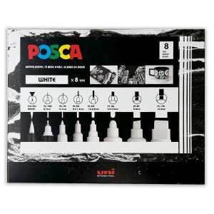 POSCA Set of 8 White/Black Paint Markers