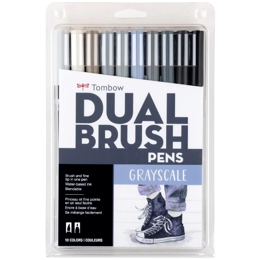 Tombow Dual Brush Pens Grayscale Set - Image 1